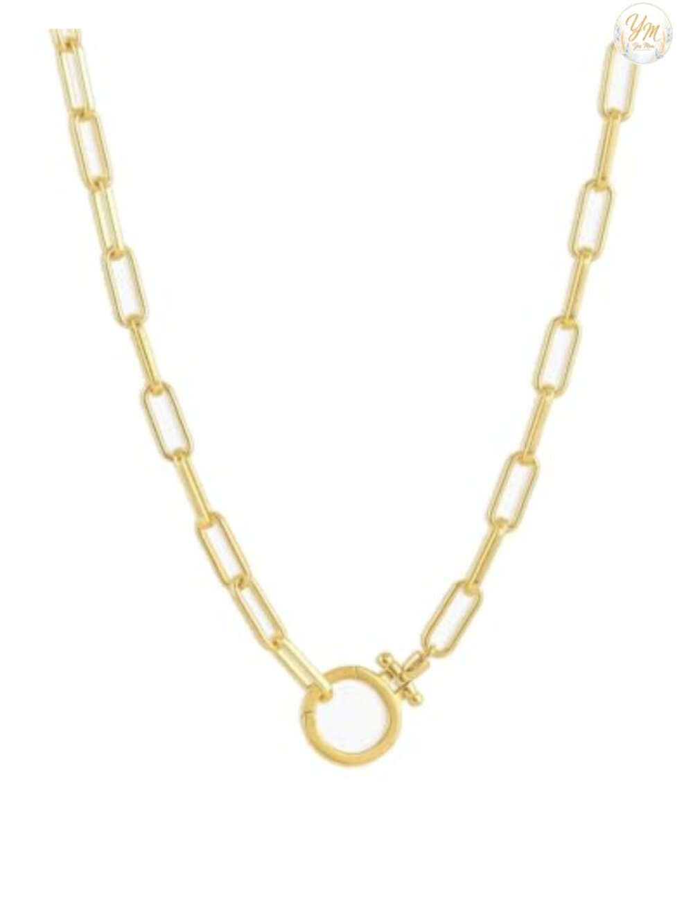 18k Gold Plated Paperclip Chain Necklace Adjustable Chunky Clasp
